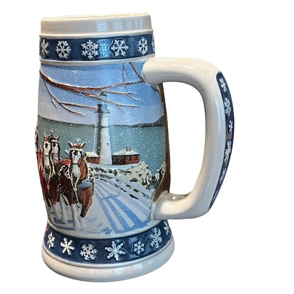 SOLD! Budweiser clydesdale mug stein vintage 1995 lighting the way home beer - Picture 2 of 3